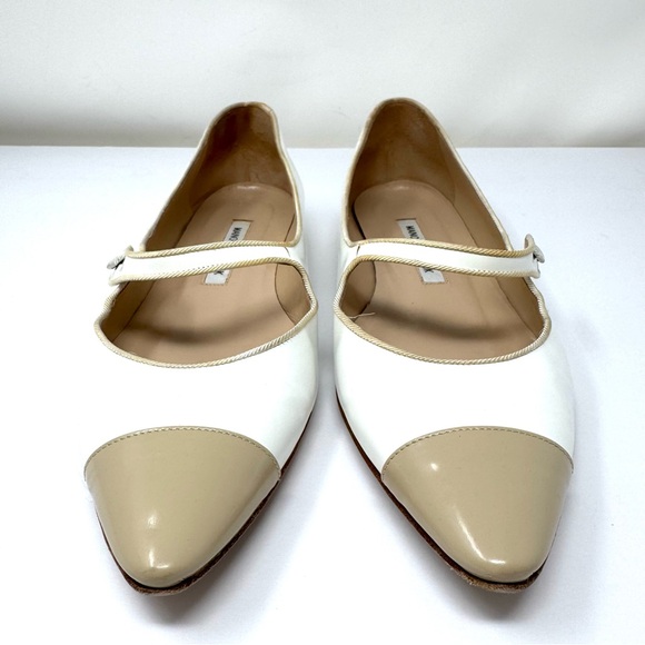 SOLD -- MANOLO BLAHNIK color block, cap toe flats, made in Italy, size 40 - Picture 3 of 9